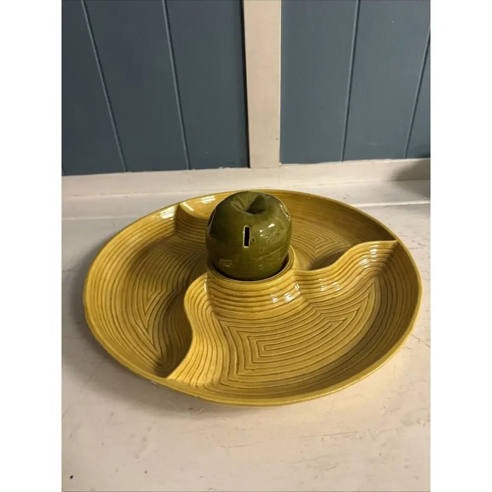 VTG MCM California Pottery Apple‎ Snack Serving Dish #471 *READ DESCRIPTION